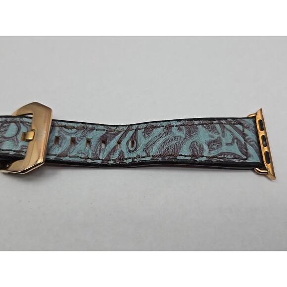 Hadlock Designs Turquoise Floral Leather Apple Watch Band 40mm Rose Gold Boho main image 6